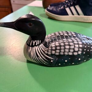 Handcrafted Black and White Loon Figurine signed and dated